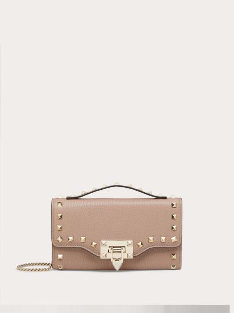 Valentino ROCKSTUD GRAINY CALFSKIN WALLET WITH CHAIN STRAP