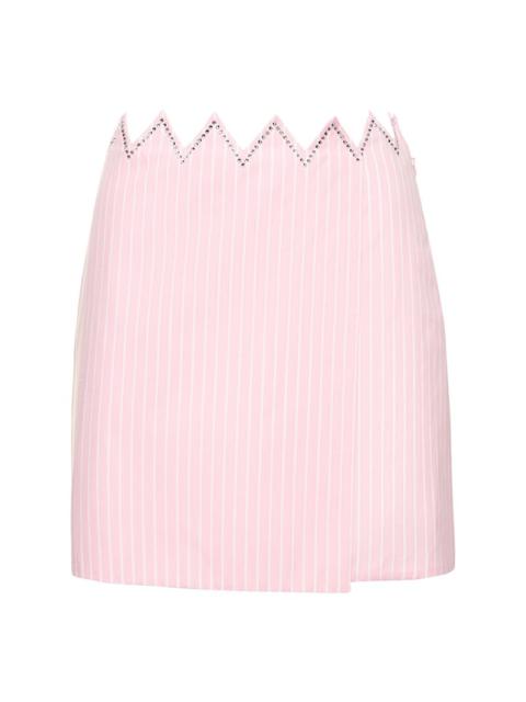 MACH & MACH Embellished striped cotton mini skirt