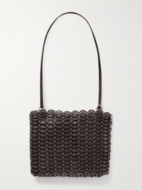 rabanne Reversible chainmail-embellished leather shoulder bag Dark brown