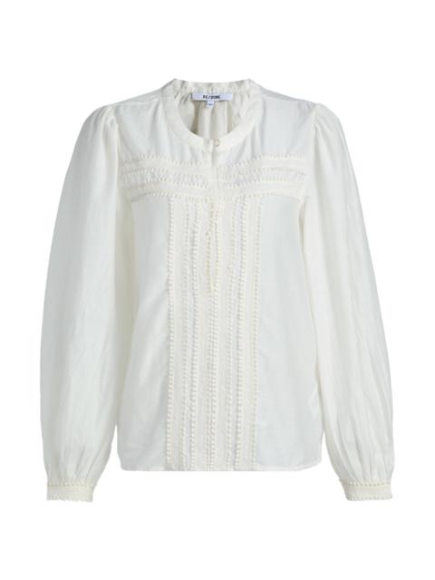 RE/DONE Women's Tate Lace-Trim Cotton-Silk Voile Blouse - Ivory