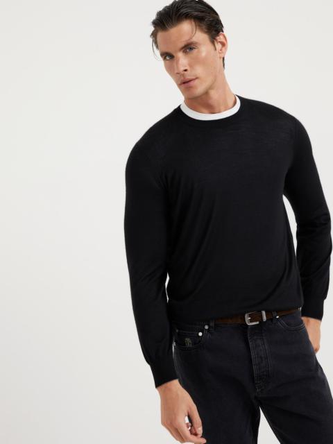 Lightweight cashmere and silk crew neck sweater