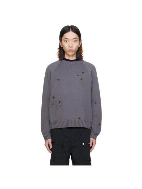 UNDERCOVER Gray Embroidered Sweater
