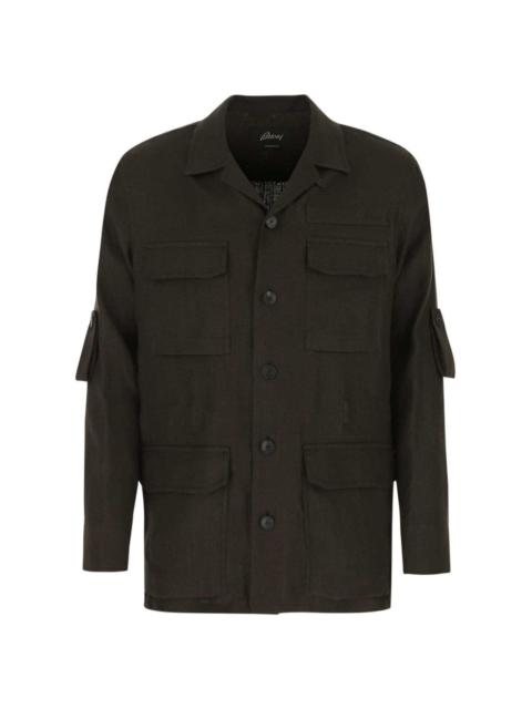 multi-pocket notched collar shirt