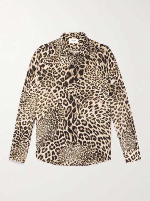 CELINE Leopard-Print Silk Crepe de Chine Shirt