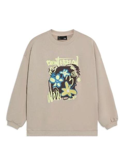 Li-Ning (WMNS) Li-Ning CF Sports Fashion Series Flowers Alphabet Printing Hoodie 'Beige Multi' AWDS556-4