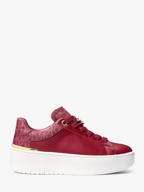 MICHAEL KORS Dottie Leather and Signature Logo Sneaker