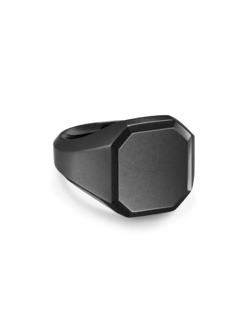 DAVID YURMAN Men's Streamline Signet Ring in Black Titanium, 18MM - Black