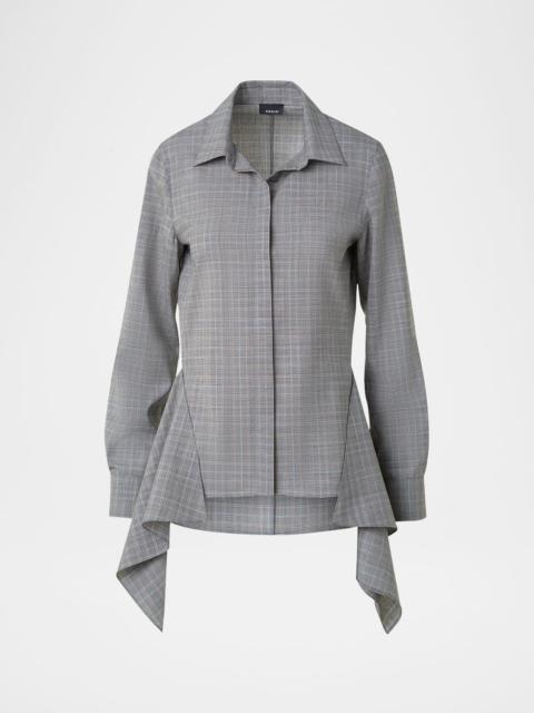 AKRIS Prince of Wales Check Cool Wool Blouse