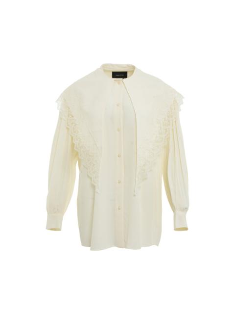 Simone Rocha Pointed Collar Lace Trim Shirt