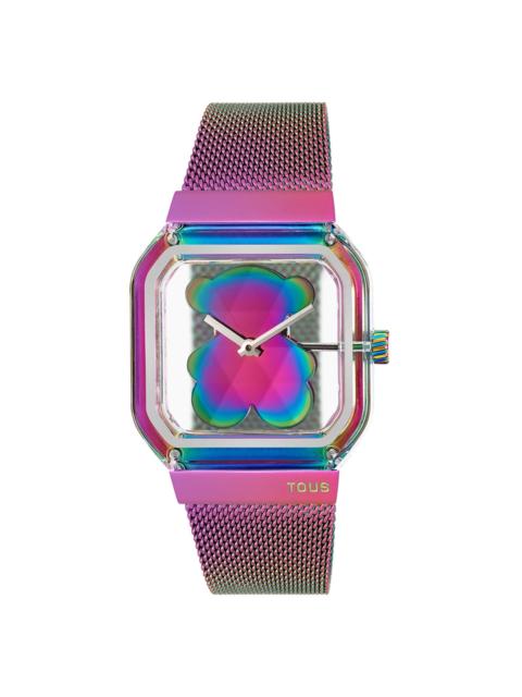 TOUS Analog watch with iridescent steel bracelet D-Bear Party