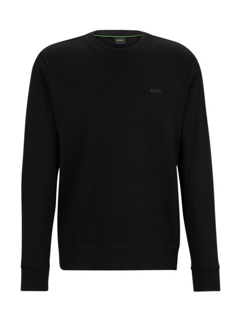 BOSS INTERLOCK-COTTON SWEATSHIRT WITH LOGO DETAIL AND CREW NECKLINE