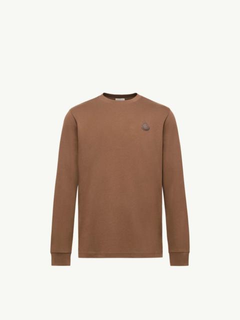 Moncler Leather Logo Long Sleeve Cotton T-Shirt