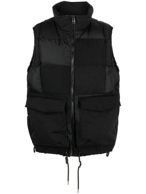 sacai suede-panel padded gilet