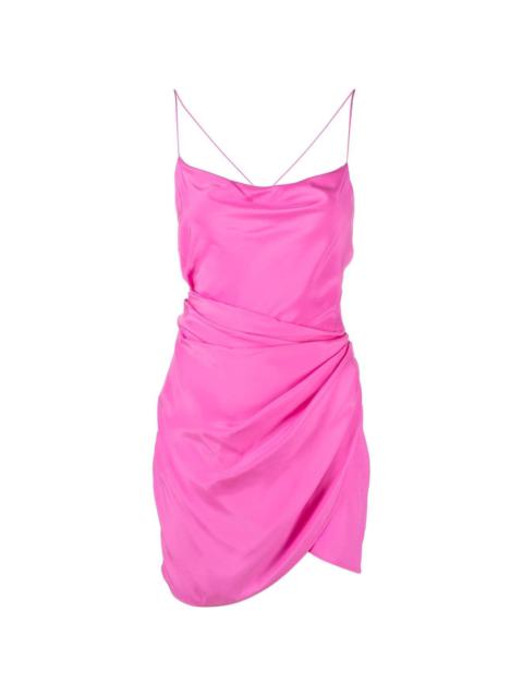 scoop-neck gathered minidress