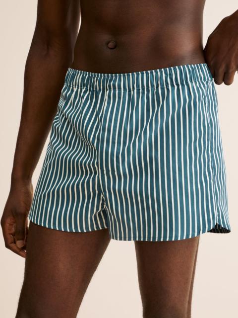 Derek Rose Men's Classic Fit Boxers Royal Cotton Teal & White Stripe