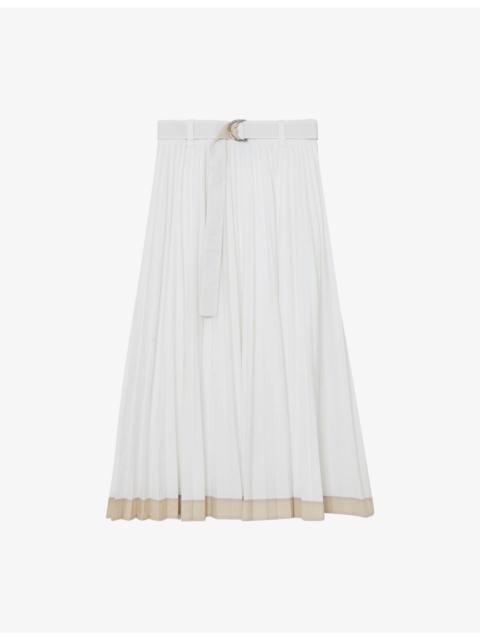 REISS Allora Pleated Woven Midi Skirt