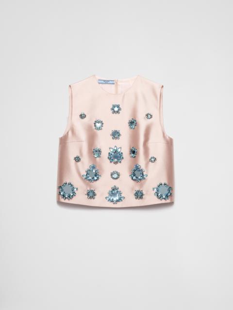 Prada Embroidered silk and wool top