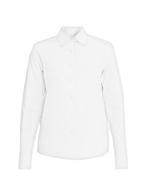 FABIANA FILIPPI Women's Tulle-Trim Cotton Poplin Button-Front Shirt - Bianco Cotton