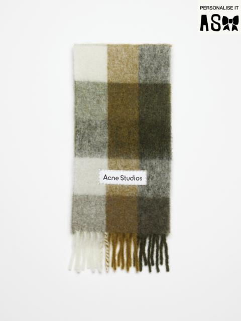 Mohair checked scarf - Taupe/Green/Black