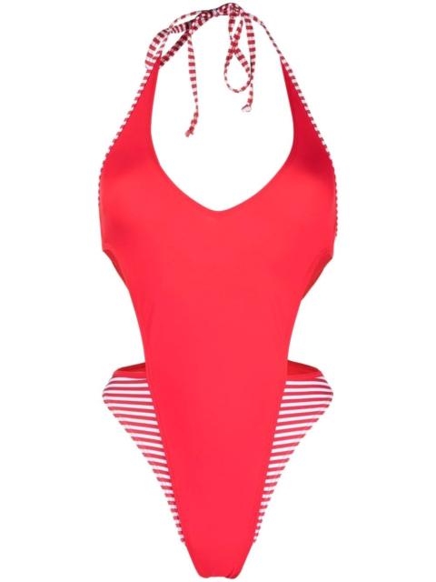 Diesel stripe-trimmed halter swimsuit
