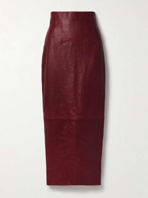 KHAITE Loxley leather midi skirt