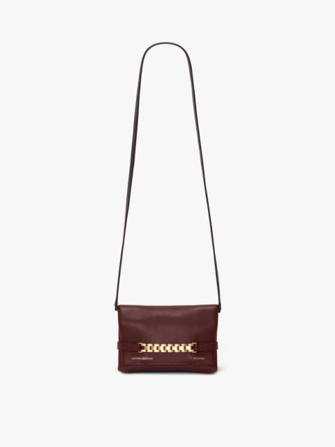 Victoria Beckham Mini Chain Pouch Bag With Long Strap In Burgundy Leather