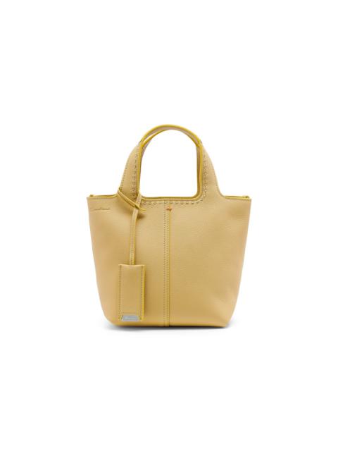Santoni Yellow tumbled leather handbag