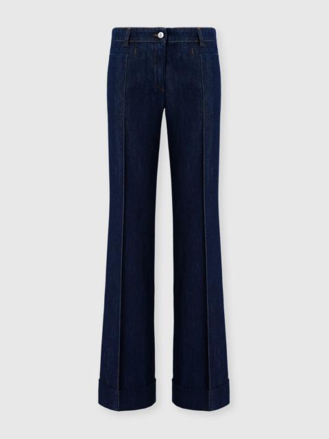 Missoni Denim Flared Trousers with Cuffed Hem and Center Crease