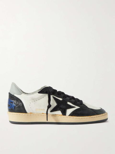 Ball Star Distressed Leather and Shell Sneakers