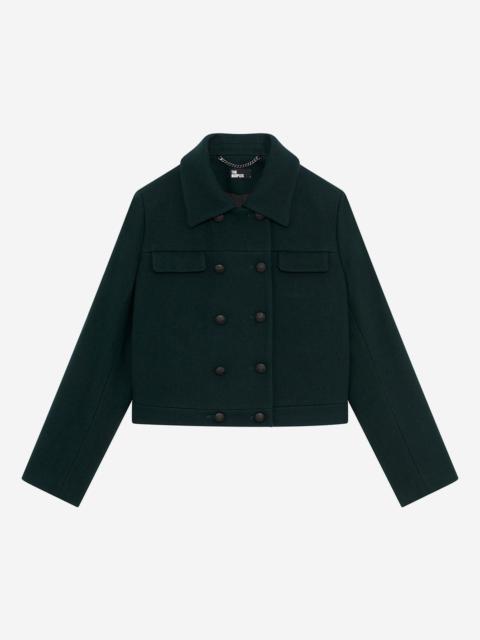 The Kooples DARK GREEN WOOL SHORT JACKET