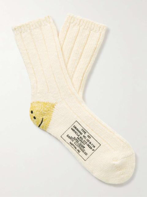 Intarsia-Knit Cotton-Blend Socks