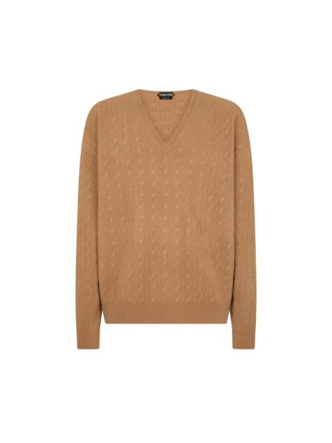 TOM FORD CABLE LAMBSWOOL V NECK SWEATER