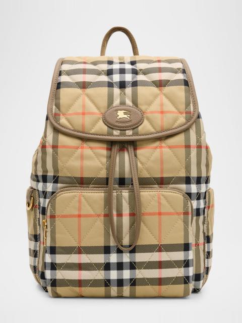 Burberry Horseshoe Quilted Check Nylon Backpack