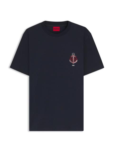 HUGO COTTON-JERSEY T-SHIRT WITH SAILING ARTWORK