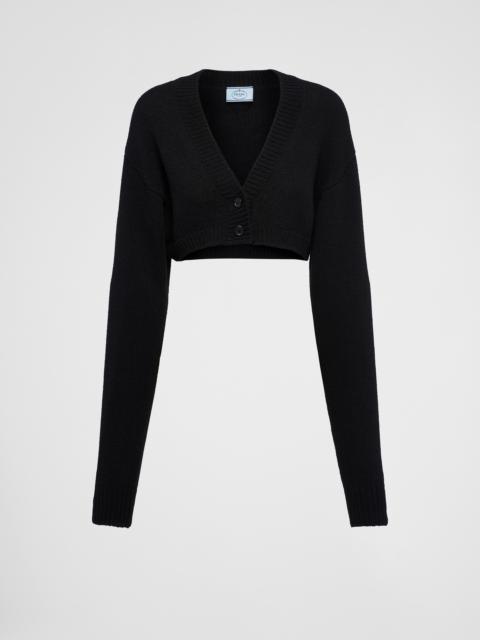 Cropped wool and cashmere cardigan