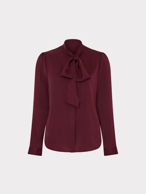 MILLY Tie Neck Silk Blouse