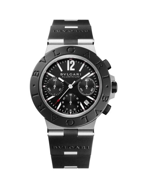 BVLGARI Men's Black Aluminium-Titanium & Rubber Chronograph Bracelet Watch - Black