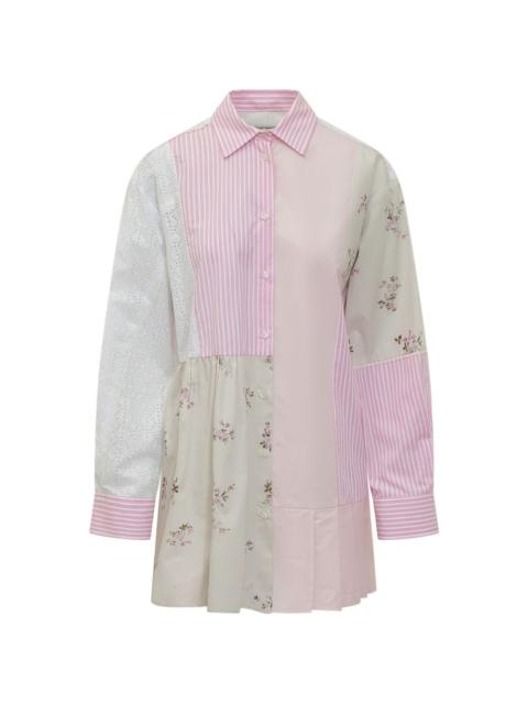 MSGM striped floral appliqué top