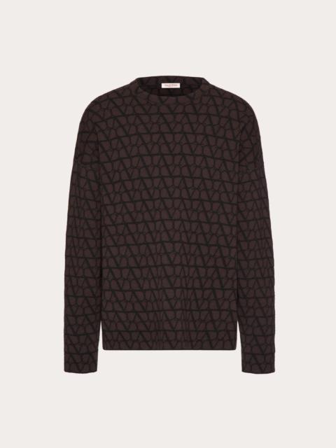 Valentino WOOL CREWNECK SWEATER WITH TOILE ICONOGRAPHE PATTERN