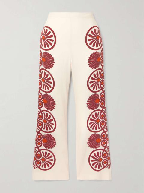 Printed crepe flared pants