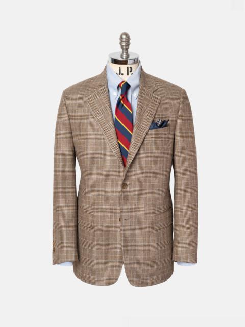 J. PRESS MADE-IN-CANADA LIGHT BROWN & BLUE GLEN PLAID SILK/WOOL SPORT COAT