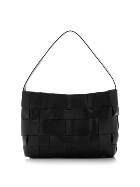 ST. AGNI Woven Leather Shoulder Bag black