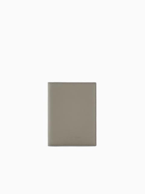 GIORGIO ARMANI NAPPA LEATHER BIFOLD PASSPORT HOLDER