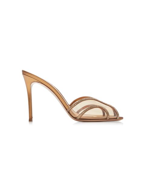 Gianvito Rossi Crystal PVC Mules gold