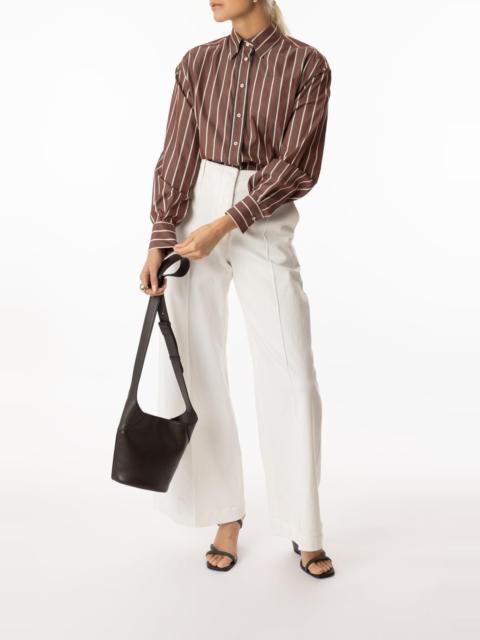 Brunello Cucinelli Double Monili Trim Wide Stripe Blouse