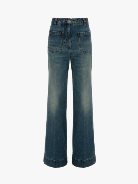 Victoria Beckham Alina High Waisted Jean In Classic Blue Wash