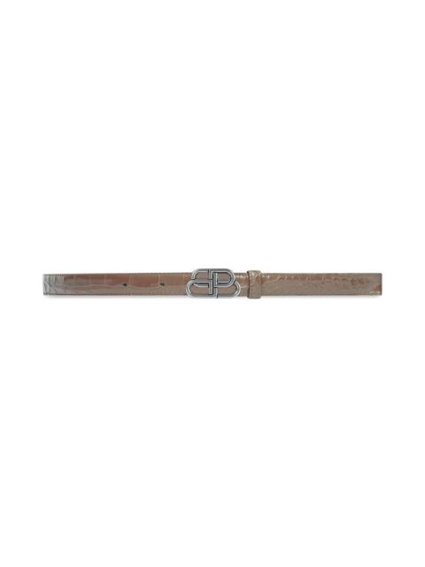 BALENCIAGA Women's Bb Extra Thin Belt in Mink Grey