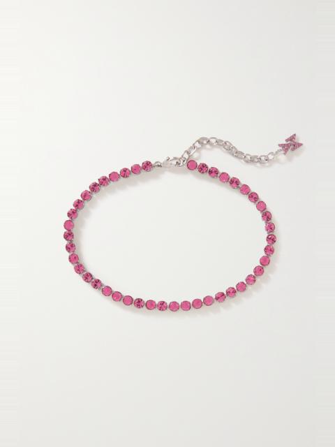 Silver-tone crystal anklet