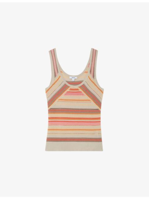 REISS Miriam Striped Scoop-Neck Knitted Vest