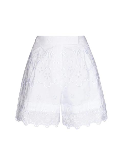 broderie-anglaise scalloped cotton shorts